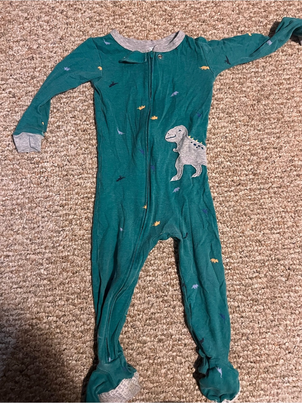 Carter's Teal Dinosaur Footed One-Piece